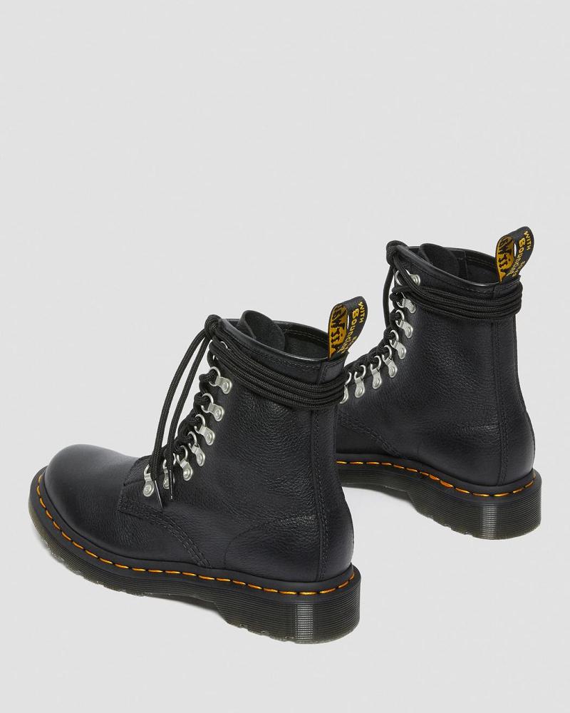 Dr Martens 1460 Laced Virginia Leren Veterlaarzen Dames Zwart | NL 605YXF